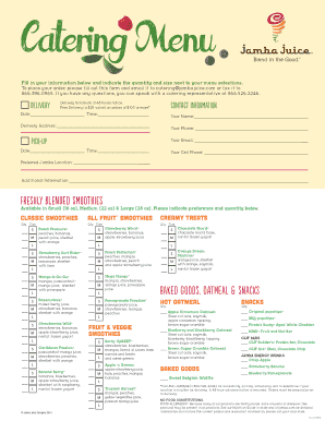 Jamba Juice Catering Order Form