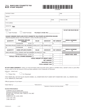 Maryland Cigarette Tax Stamp Request