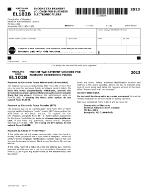 Maryland Business Income Tax Payment Voucher