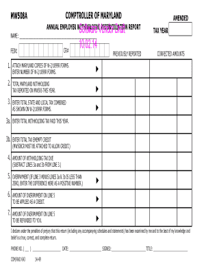 Maryland Amended Annual Employer WSI Report