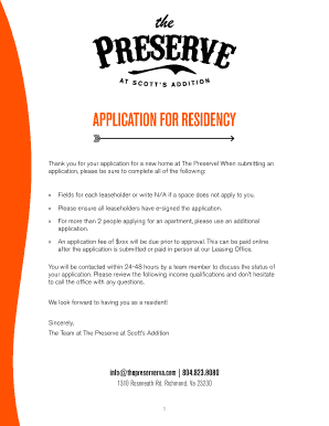 Application for Residency