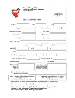 Bahrain Visa Application Form