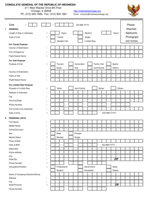 Indonesia Visa Application Form