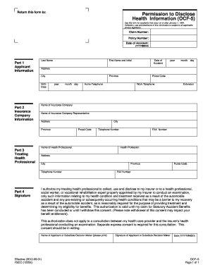 Permission to Disclose Health Information (OCF-5)