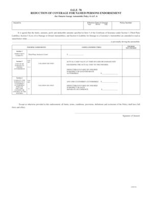 Reduction of Coverage for Named Persons Endorsement