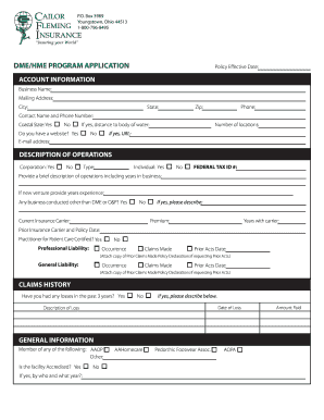 DME/HME Program Application