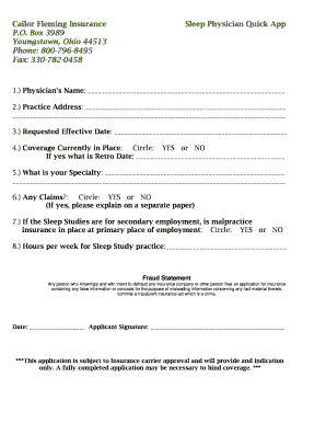 Sleep Physician Quick Application