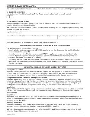 CMS-855S Medicare DMEPOS Supplier Enrollment Application