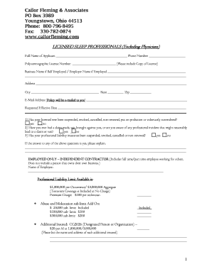 Professional Liability Insurance Application