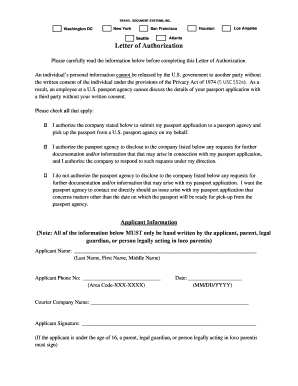 US Passport Application Authorization Letter