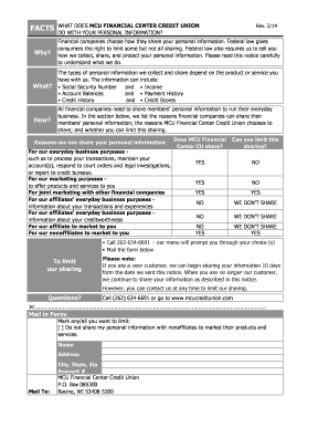 MCU Financial Center Credit Union Privacy Notice