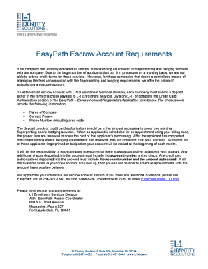 EasyPath Escrow Account Registration Application