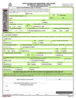 US Passport Additional Visa Pages Application