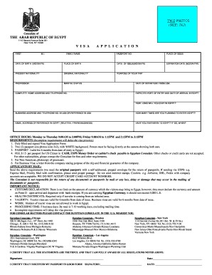 Egypt Visa Application Form