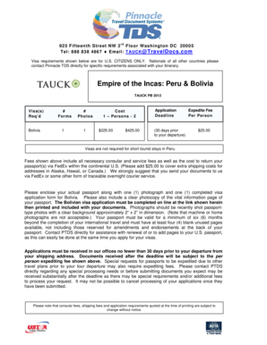 Bolivia Visa Application Form