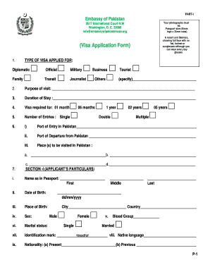 Pakistan Visa Application Form
