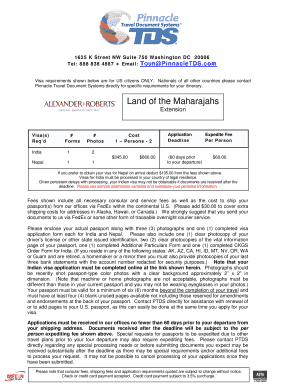 Visa Application Form for India and Nepal