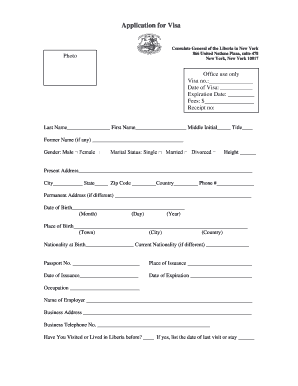 Liberia Visa Application Form