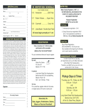 2016 Winter Run Series Application Form