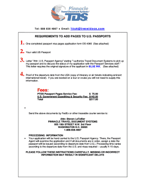 US Passport Visa Pages Application Form DS 4085