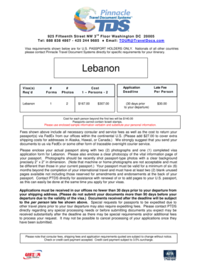 Lebanon Visa Application Form