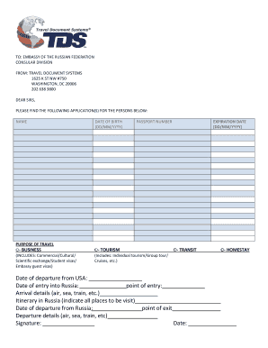 Russian Visa Application Form