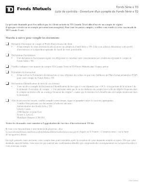Liste de contrôle - Ouverture d'un compte de Fonds Série e TD