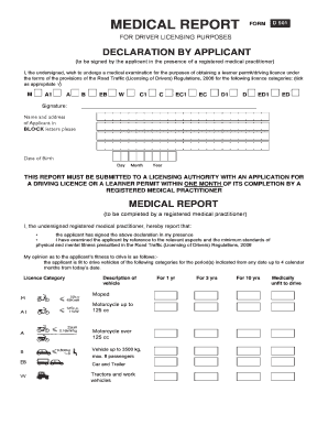 Medical Report Form for Driver Licensing