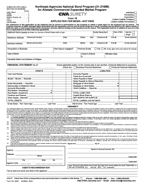 Northeast Agencies National Bond Program Application