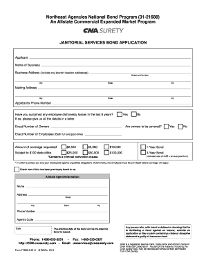 Janitorial Services Bond Application