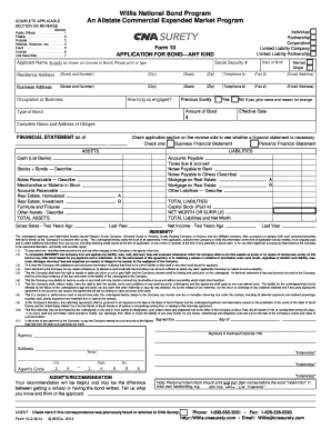 Willis National Bond Program Application