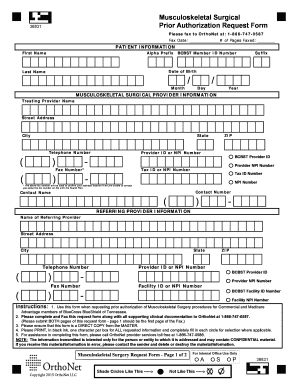 Musculoskeletal Surgical Prior Authorization Request Form