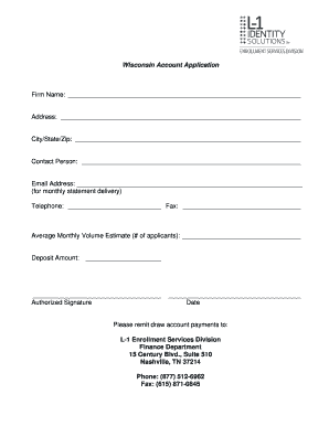 Wisconsin Escrow Account Application