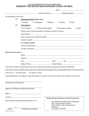 Las Vegas Police Report Request Form