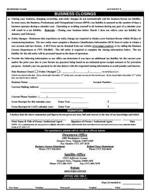 Virginia Business Closing Form