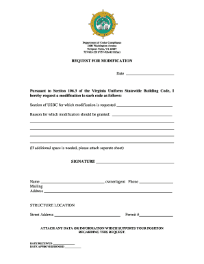Virginia Building Code Modification Request