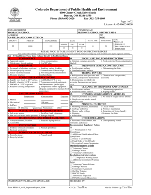Colorado Retail Food Inspection Report