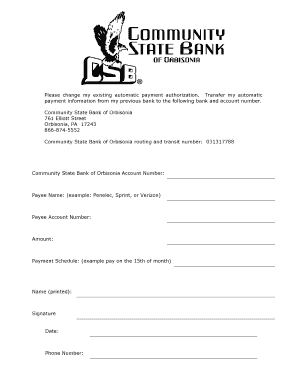 Automatic Payment Authorization Form