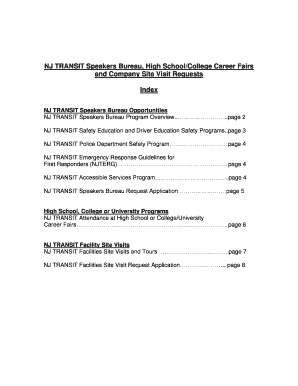 NJ TRANSIT Speakers Bureau Request Application