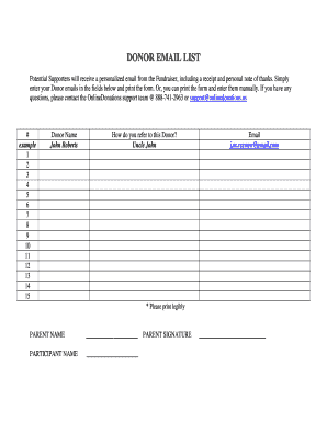 Donor Email List Form