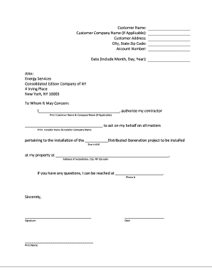 Distributed Generation Installation Authorization Form