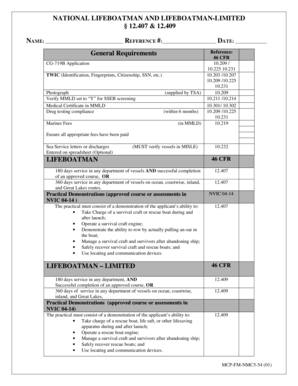 USCG Life Boatman Application Form