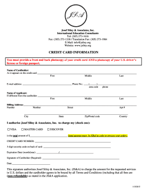Credit Card Authorization Form