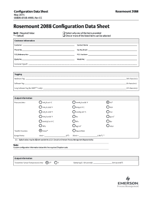 Fillable Online Configuration Data Sheet Fax Email Print - pdfFiller