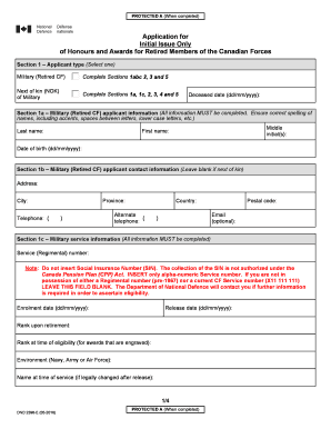 Canadian Forces Honours and Awards Application