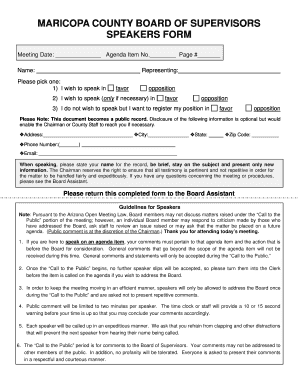 Maricopa County Speakers Form