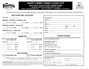Knott's Berry Farm Youth Ticket Order Form