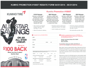 Kumho Tire Rebate Form 2014