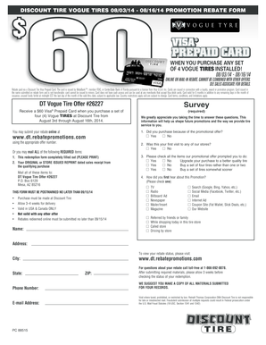 Discount Tire Vogue Tires Rebate Form
