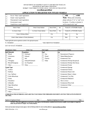 Florida Non-Titled Vessel Registration Application